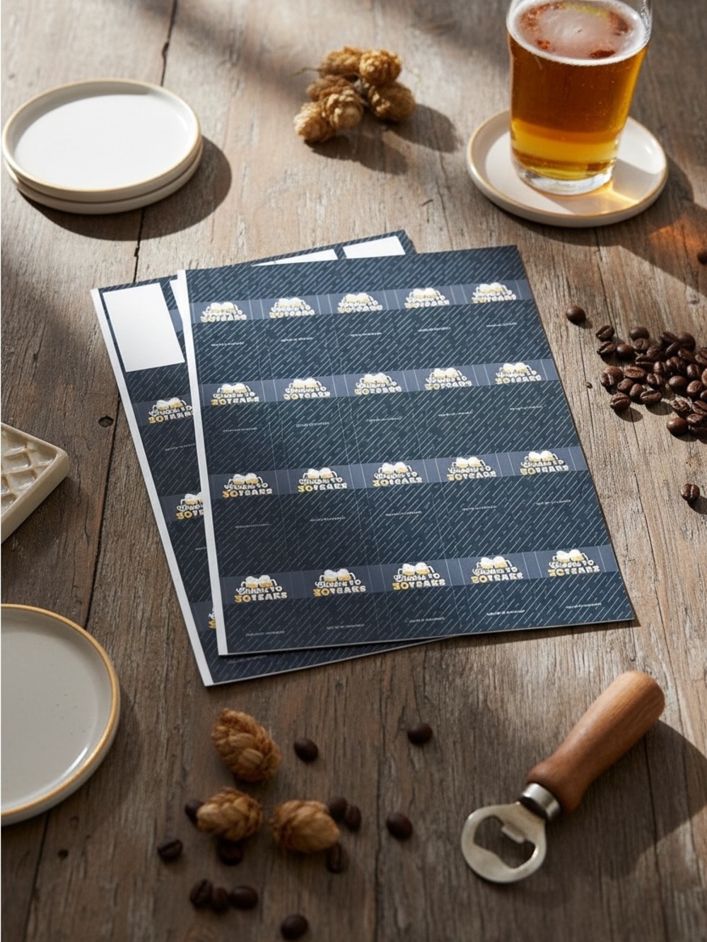 30 year old birthday Navy Sticker Sheets with Gold Logo Accents